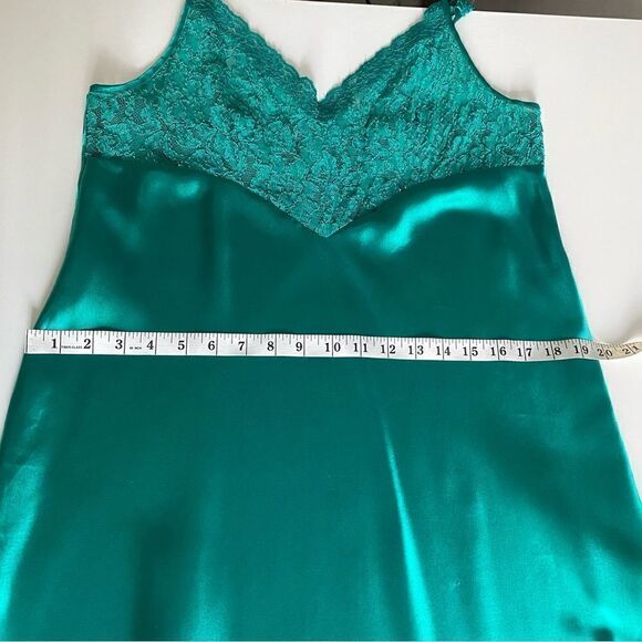 Vintage Morgan Taylor Emerald Green Lace Nightgown Negligee Maxi Dress Size L - Picture 9 of 14